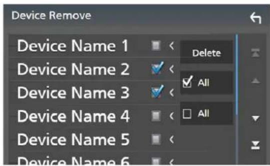 Device Remove Device Name 1 Device Name 2 Device Name 3 Device Name 4 Device Name 5 Device Name 6 Delete All All