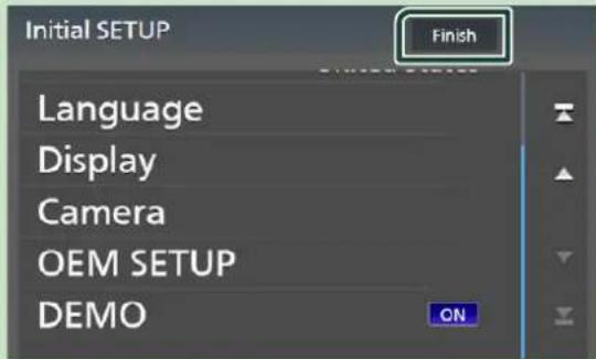 Initial SETUP Language Display Camera OEM SETUP DEMO Finish