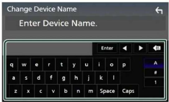 Change Device Name Enter Device Name. Enter q w e r t y u i o p a s d f g h j k l z x c v b n m Space Caps