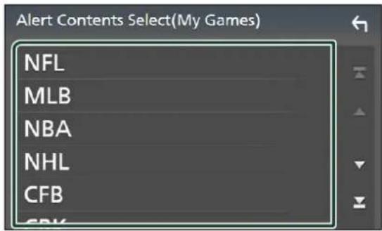 Alert Contents Select(My Games) NFL MLB NBA NHL CFB