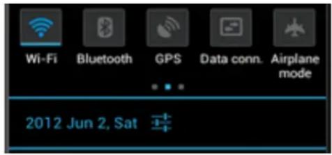 Wi-Fi Bluetooth GPS Data conn. Airplane mode 2012 Jun 2, Sat