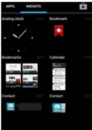 APPS WIDGETS Analog clock 2 x 2 Bookmark 1 x 1 Bookmarks 3 x 2 Calendar 2 x 3 Contact 4 x 1 Contact 1 x 1