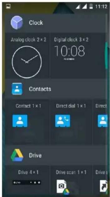 Clock Analog clock 2 x 2 Digital clock 3 x 2 10:08 Contacts Contact 1 x 1 Direct dial 1 x 1 Direct Drive Drive 4 x 1 Drive scan 1 x 1 Drive s