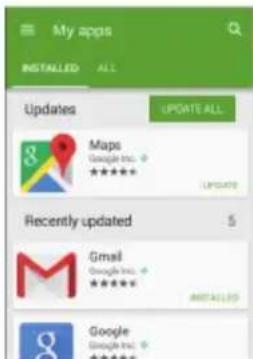 My apps INSTALLED ALL Updates Maps Google Inc. ★★★★★★ UPDATE Recently updated 5 M Gmail Google Inc. ★★★★★★ UPDATE Google Google Inc. ★★★★★★