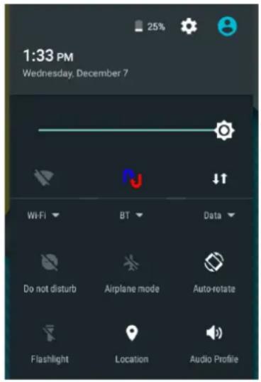 1:33 PM Wednesday, December 7 25% Wi-Fi BT Data Do not disturb Airplane mode Auto-rotate Flashlight Location Audio Profile