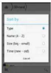 Sort by Type Name (A - 2) Size (bag - small) Time (new - old) Cancel