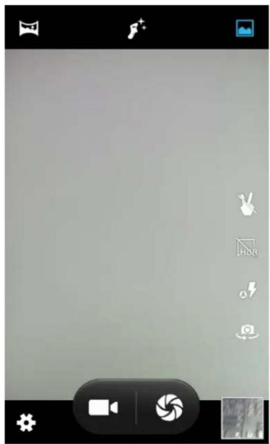 Mobile phone status bar screenshot showing camera mode icons and navigation controls