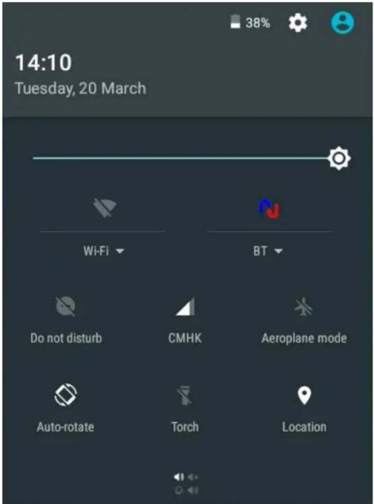 14:10 Tuesday, 20 March Wi-Fi BT Do not disturb CMHK Aeroplane mode Auto-rotate Torch Location