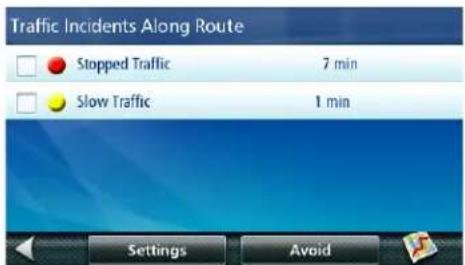 Traffic Incidents Along Route Stopped Traffic 7 min Slow Traffic 1 min Settings Avoid