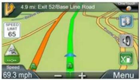 4.9 mi: Exit 52/Base Line Road SPEED LIMIT 65 Speed 69.3 mph Menu