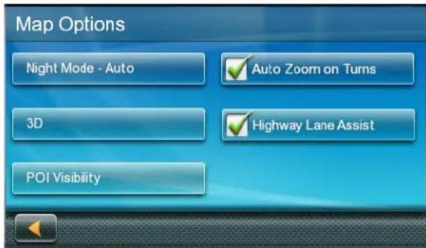 Map Options Night Mode - Auto 3D POI Visibility Auto Zoom on Turns Highway Lane Assist