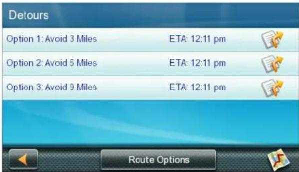 Detours Option 1: Avoid 3 Miles ETA: 12:11 pm Option 2: Avoid 5 Miles ETA: 12:11 pm Option 3: Avoid 9 Miles ETA: 12:11 pm Route Options