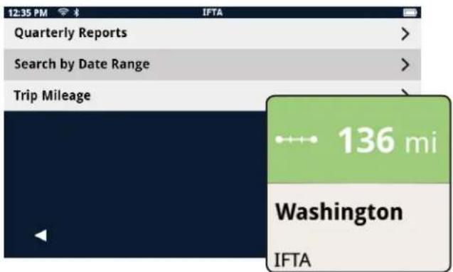 Quarterly Reports Search by Date Range Trip Mileage 136 mi Washington IFTA