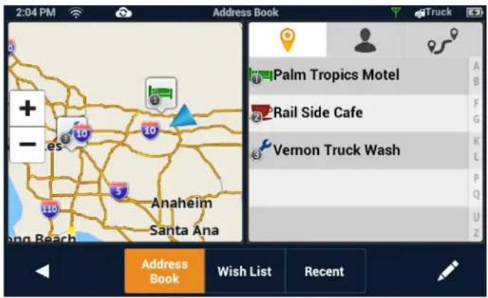 2:04 PM Address Book Truck + - Palm Tropics Motel Rail Side Cafe Vernon Truck Wash Anahelm Santa Ana Long Beach Address Book Wish List Recent