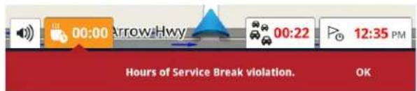 00:00 Arrow-Hwy 00:22 12:35 PM Hours of Service Break violation. OK