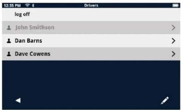 12:35 PM Drivers log off John Smithson > Dan Barns > Dave Cowens >