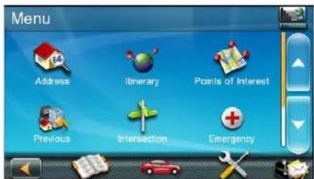 Menu Address Itinerary Points of Interest Previous Intersection Emergency