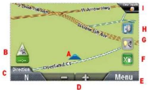 S-Tone-Phil-Ave W-Arrow Hwy I N-ocine-16h Ave H G B A F C Direction Overland CF N D Menu E