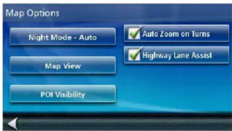 Map Options Night Mode - Auto Map View POI Visibility ✓ Auto Zoom on Turns ✓ Highway Lane Assist