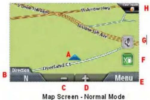 S-Tone-11h Avr W-Arrow Hwy Tc-Tone-11h Avr A B Direction Dyerland-C1 C D Menu E H G F Map Screen - Normal Mode