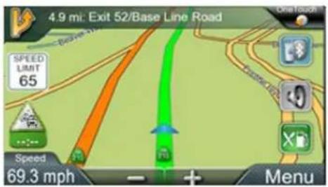 4.9 mi: Exit 52/Base Line Road SPEED LIMIT 65 Speed 69.3 mph Menu
