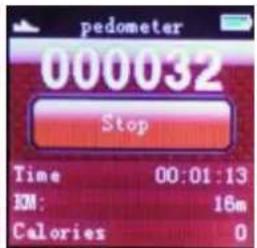 pedometer 000032 Stop Time 00:01:13 KM: 16m Calories 0