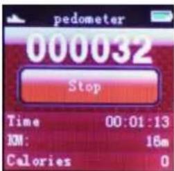 pedometer 000032 Stop Time 00:01:13 KM: 16m Calories 0