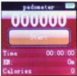 pedometer 000000 Start Time 00:00:00 KI: On Calories 0