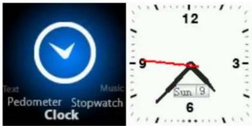 Text Music Pedometer Stopwatch Clock 12 9 3 Sun 9 6