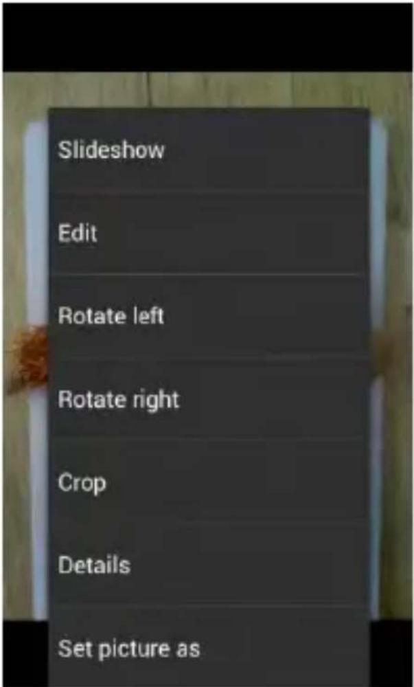 Slideshow Edit Rotate left Rotate right Crop Details Set picture as