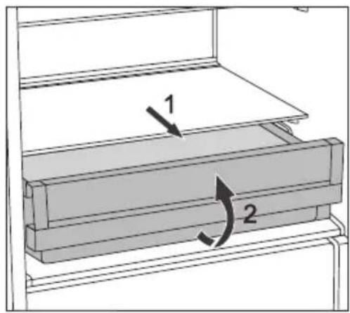 Technical diagram showing a mechanical assembly with labeled components and directional arrows indicating motion or force.