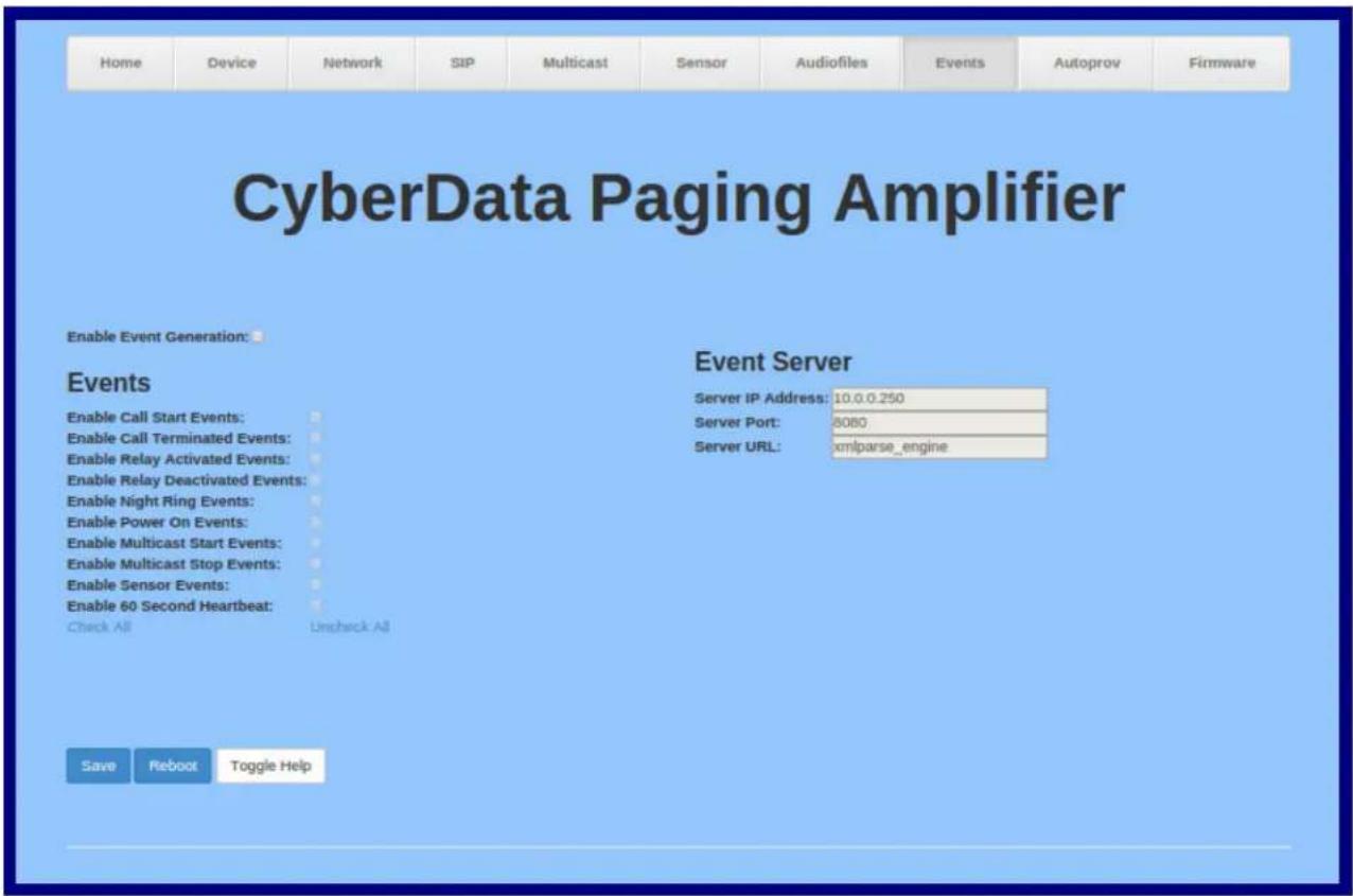 CyberData Systems 011405 - Configure the Events Parameters - 1