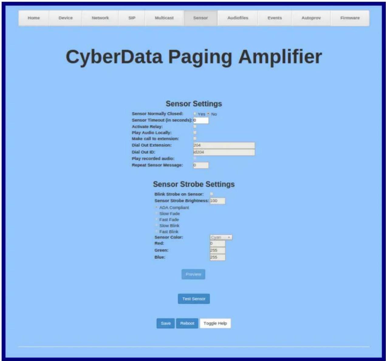 CyberData Systems 011405 - Configure the Sensor Configuration Parameters - 1