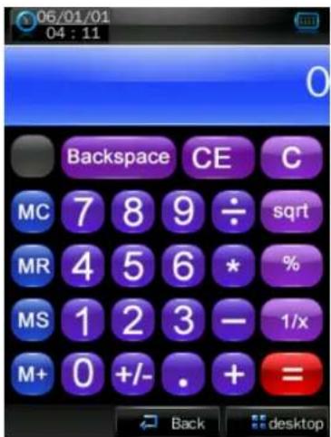 06/01/01 04:11 Backspace CE C MC 7 8 9 ÷ sqrt MR 4 5 6 * % MS 1 2 3 - 1/x M+ 0 +/- . + = Back desktop