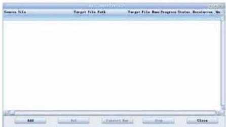 Source File Target File Path Target File Base Programs Status, Resolution, No Add Exit Connect Run Stop Close
