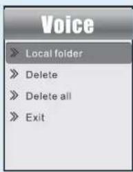 Voice >> Local folder >> Delete >> Delete all >> Exit