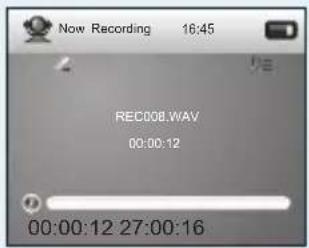 Now Recording 16:45 REC008.WAV 00:00:12 00:00:12 27:00:16