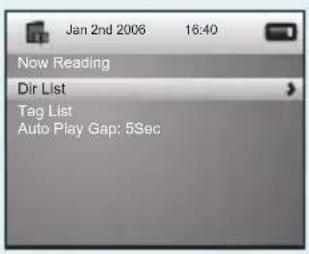 Jan 2nd 2006 16:40 Now Reading Dir List Tag List Auto Play Gap: 5Sec