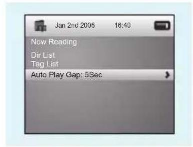 Jan 2nd 2006 16:40 Now Reading Dir List Tag List Auto Play Gap: 5Sec