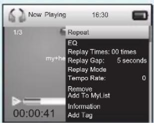 Now Playing 16:30 1/3 Repeat EQ Replay Times: 00 times Replay Gap: 5 seconds Replay Mode Tempo Rate: 0 Remove Add To MyList Information Add Tag my+he 00:00:41