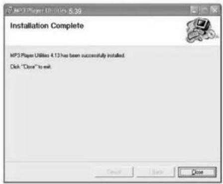 MP3 Paper Utilities 4.13 has been successfully installed. Click "Close" to exit.