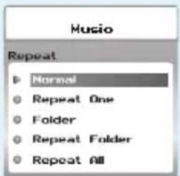 Music Repeat Normal Repeat One Folder Repeat Folder Repeat All