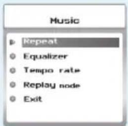 Music Repeat Equalizer Tempo rate Replay node Exit