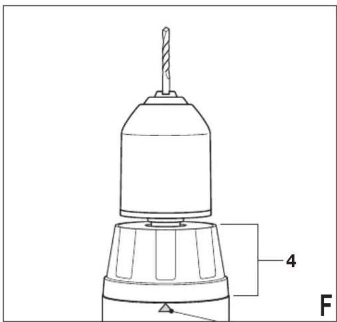 Technical diagram of a drill bit with labeled parts and part number 4