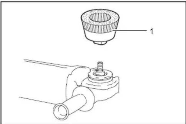 Technical diagram showing a mechanical assembly with labeled component 1
