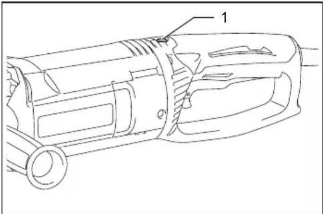 Technical line drawing of a mechanical device with labeled component '1'