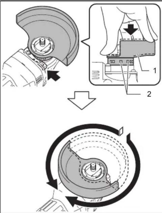 Technical diagram illustrating mechanical assembly steps with labeled components and directional arrows