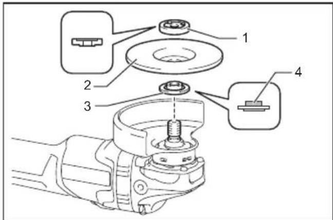 Technical diagram of a mechanical assembly with numbered components and exploded view