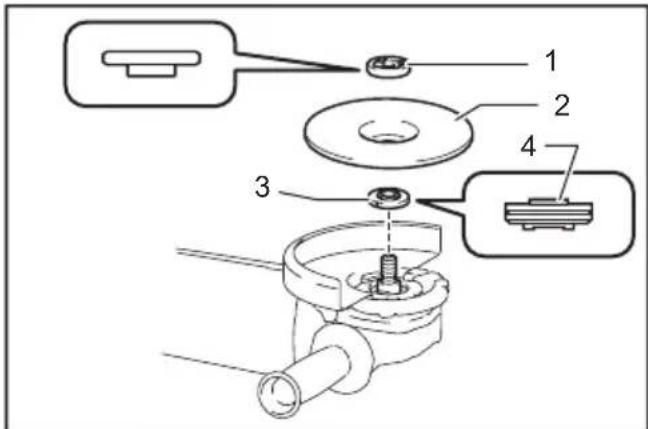 Technical diagram of a mechanical assembly with numbered components, likely a valve or pump component.