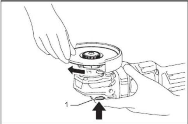 Line drawing of hands operating a mechanical device with a knob and adjustment arrows (no text or symbols)